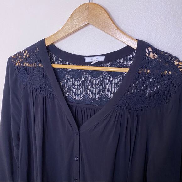 Pleioni Black Button Up Blouse Medium - Picture 10 of 10